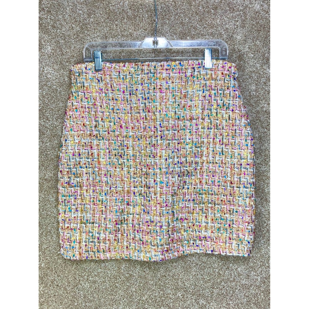 Venus Metallic Tweed Boucle Mini Skirt Womens 12 Multicolor Office Academia Chic